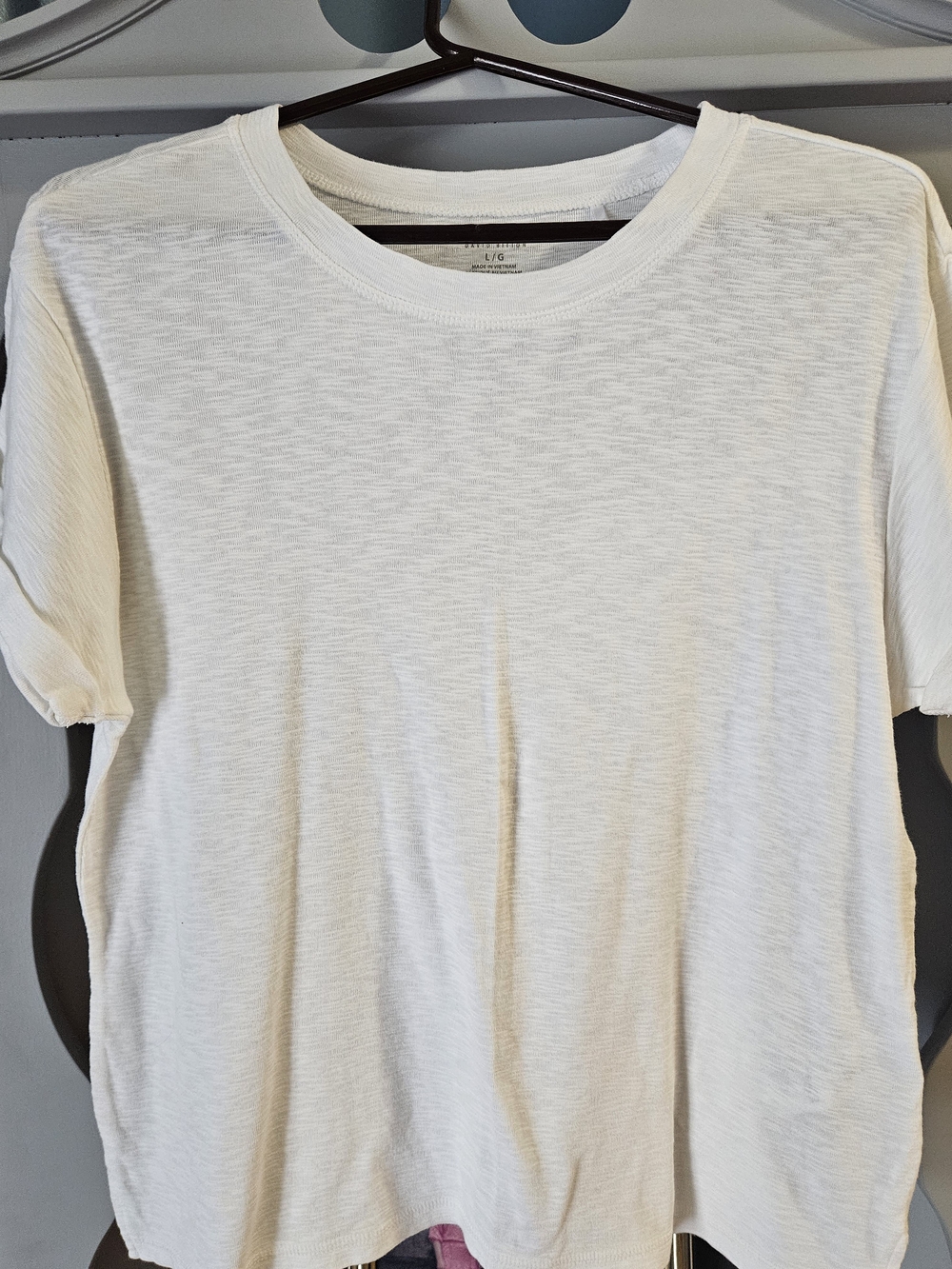 Buffalo David Bitton White Crewneck Linen-Like Feel T-Shirt, Size L.